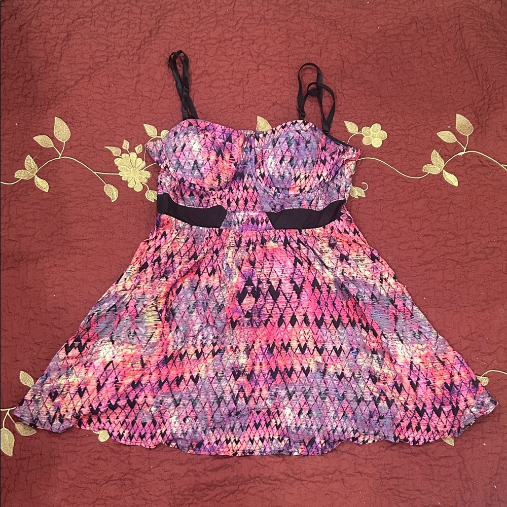 Vibrant Pink and Purple Skater Dress